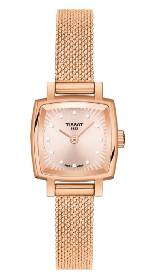 Shop Tissot Lovely Square Lady Quartz Rose Gold Dial Rose Gold Mesh Bracelet Watch For Women - T058.109.33.456.00 in USA