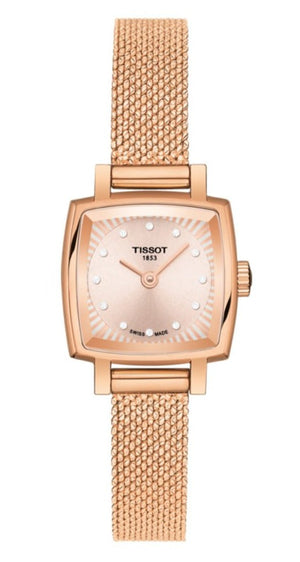 Tissot Lovely Square Lady Quartz Rose Gold Dial Rose Gold Mesh Bracelet Watch For Women - T058.109.33.456.00