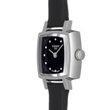 Shop Tissot Lovely Square Quartz Diamonds Black Dial Black Leather Strap Watch For Women - T058.109.16.056.00 in USA