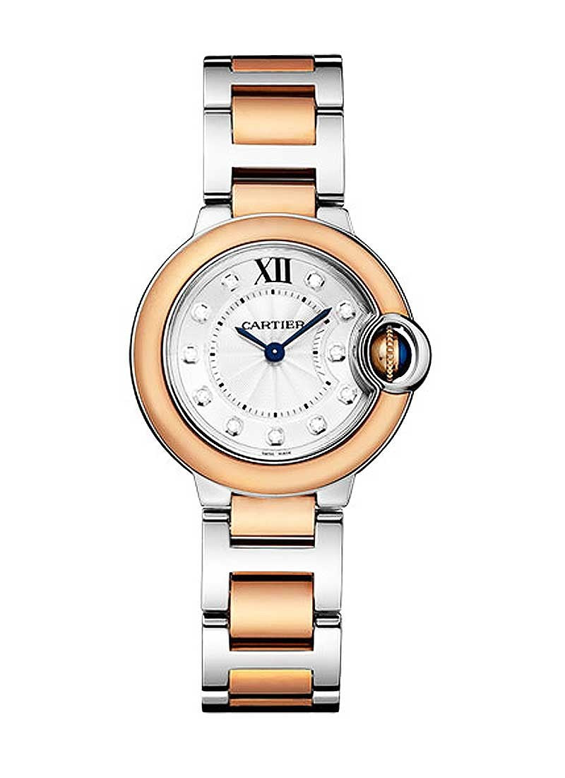 Cartier Ballon Blue De Cartier Diamonds Silver Dial Two Tone Steel Strap Watch for Women - W3BB0013