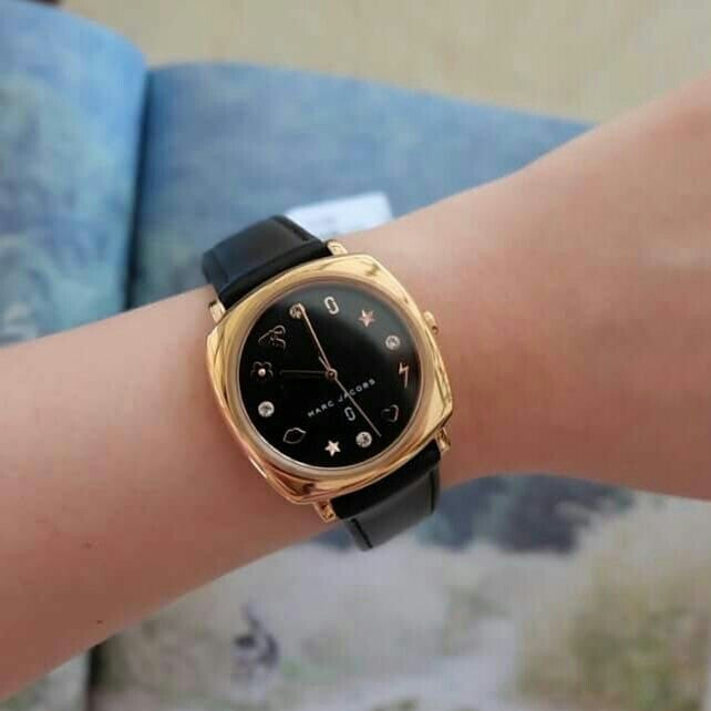 Marc Jacobs Mandy Black Dial Black Leather Strap Watch for Women - MJ1565 Buy Now By Marc Jacobs