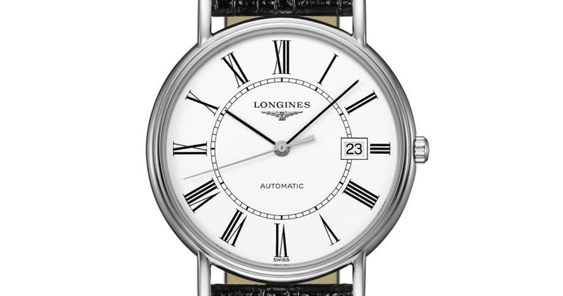 Longines Presence 38.5mm Automatic White Dial Black Leather Strap Watch for Men - L4.921.4.11.2 Buy Now By Longines