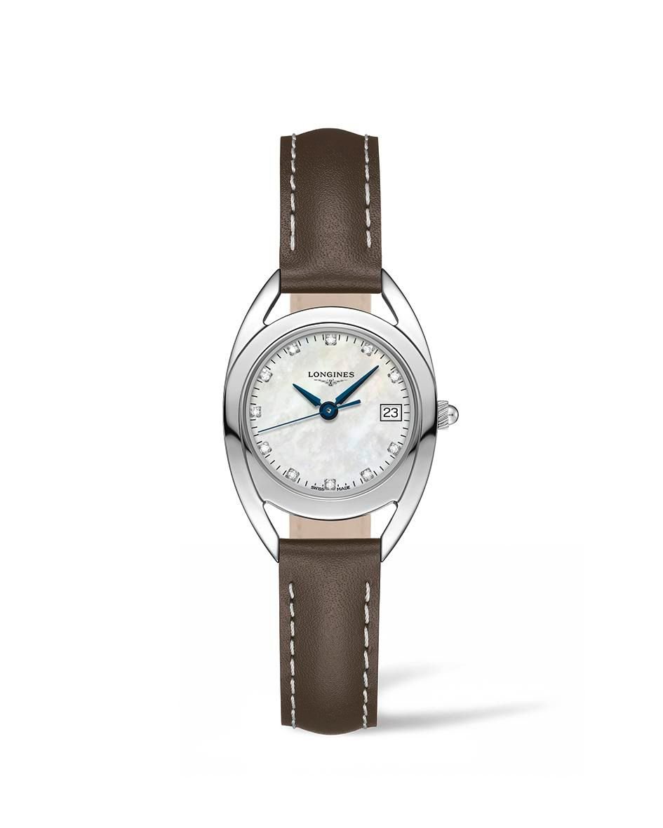 Longines Equestrian Mother of Pearl Dial Brown Leather Strap Watch for Women - L6.136.0.87.2