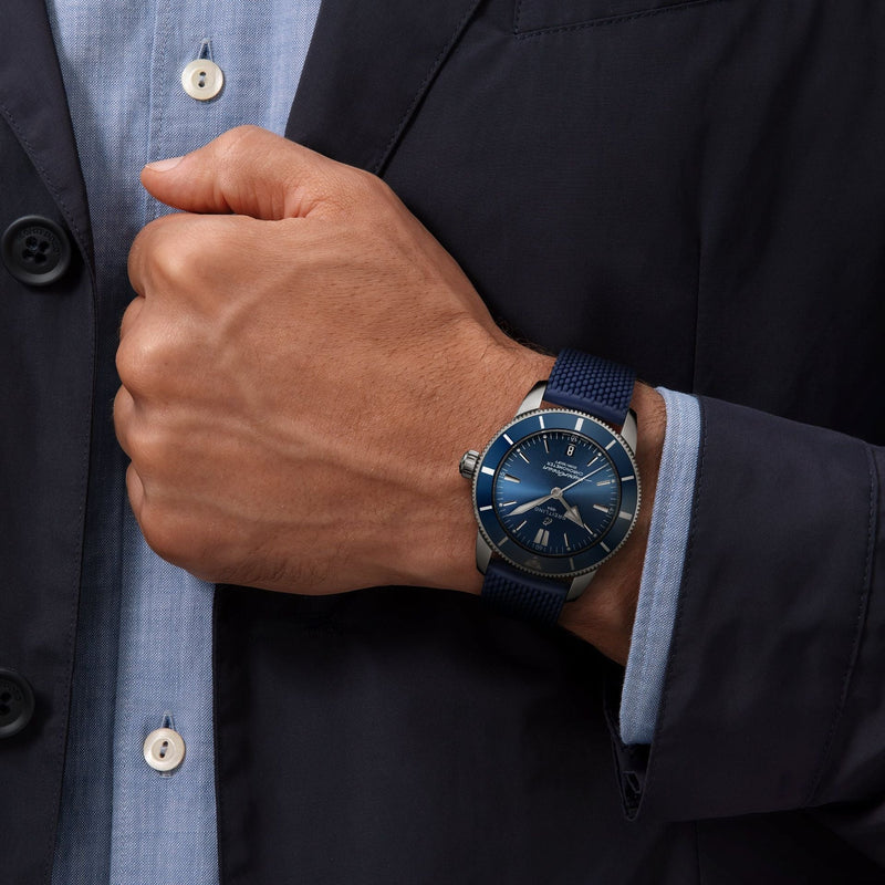 Shop Breitling Superocean Heritage II B20 44mm Blue Dial Blue Rubber Strap Mens Watch - AB2030161C1S1 in USA