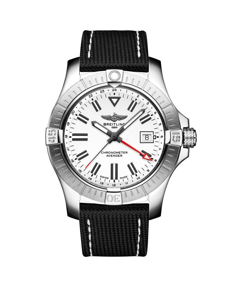 Shop Breitling Avenger Automatic GMT 43 White Dial Black Nylon Strap Watch for Men - A32397101A1X1 in USA