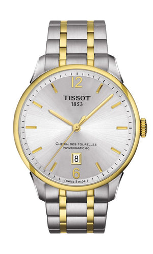 Tissot Chemin Des Tourelles Powermatic 80 Silver Dial Two Tone Steel Strap Watch For Men - T099.407.22.037.00