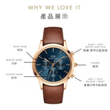 Daniel Wellington Iconic Chronograph Blue Dial Brown Leather Strap Watch For Men - DW00100639 Buy Now By Daniel Wellington