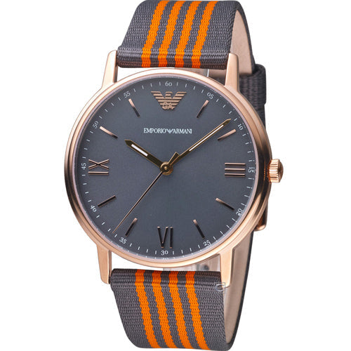 Shop Emporio Armani Kappa Quartz Grey Dial Two Tone Nylon Strap Watch For Men - AR11014 in USA