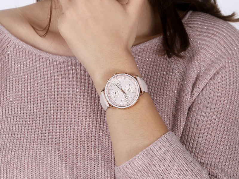 Shop Tommy Hilfiger Carly Cream Dial Cream Leather Strap Watch for Women -1781789 in USA