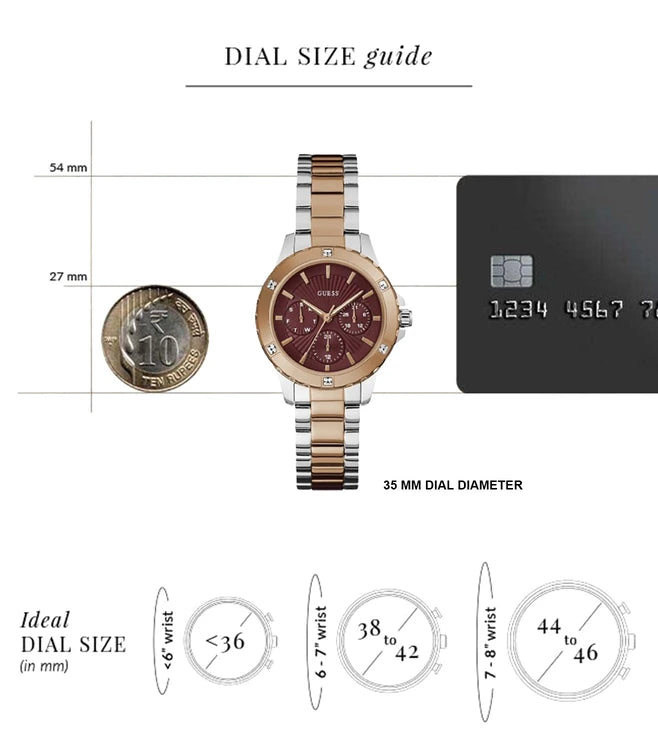 Guess Mist Analog Maroon Dial Two Tone Steel Strap Watch For Women - GW0723L2 Buy Now By Guess