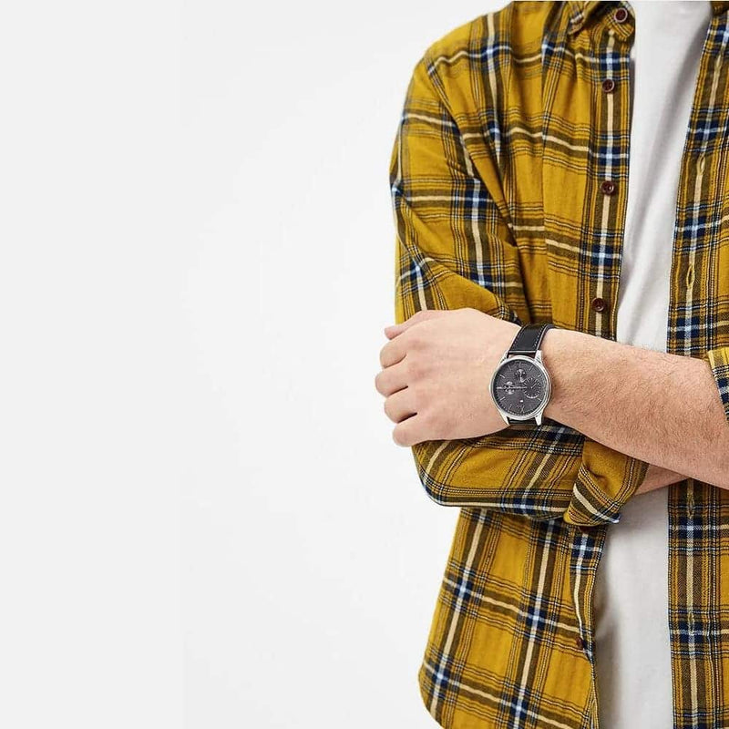 Shop Tommy Hilfiger Damon Multifunction Black Dial Black Leather Strap Watch for Men - 1791417 in USA