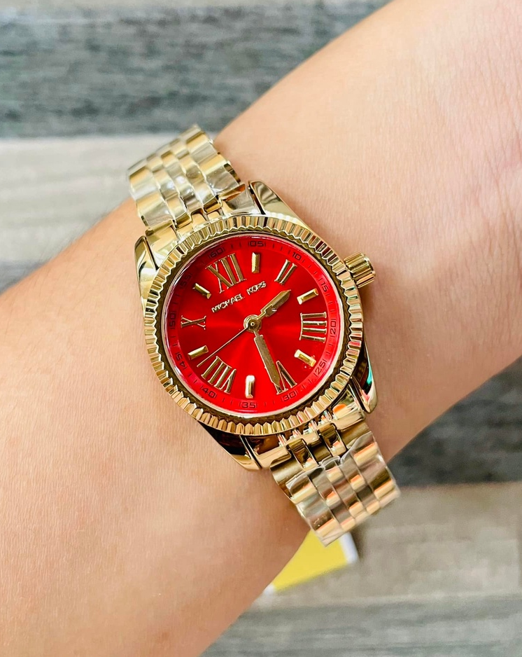Michael Kors Lexington Quartz Orange Dial Gold Steel Strap Watch For Women - MK3284 Buy Now By Michael Kors
