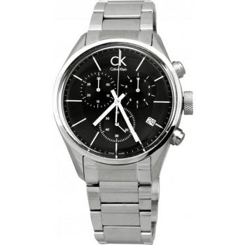 Shop Calvin Klein Masculine Chronograph Black Dial Silver Steel Strap Watch for Men - K2H27104 in USA
