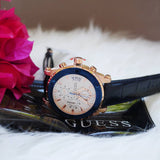 Shop Guess Pinnacle Chronograph White Dial Blue Leather Strap Watch For Men - W0673G6 in USA