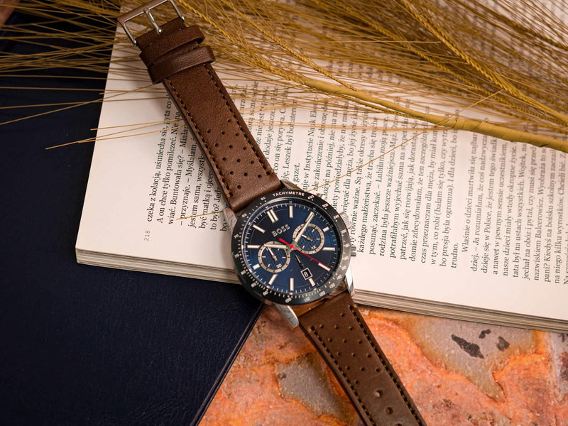 Hugo Boss Allure Blue Dial Brown Leather Strap Watch for Men - 1513921 Buy Now By Hugo Boss