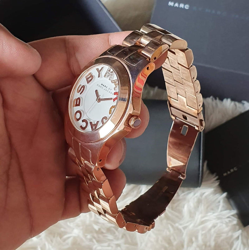 Marc Jacobs Rivera White Dial Rose Gold Steel Strap Watch for Women - MBM3138 Buy Now By Marc Jacobs