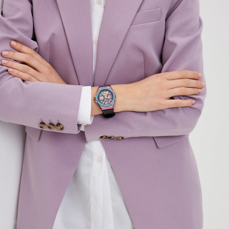 Guess Multifunction Analog Purple Dial Black Rubber Strap Watch For Women - GW0620L4 Buy Now By Guess