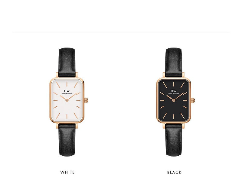Daniel Wellington Quadro White Dial Black Leather Strap Watch For Women - DW00100450 Buy Now By Daniel Wellington