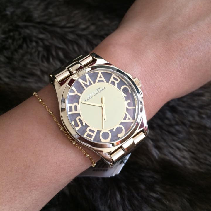 Marc Jacobs Henry Transparent Gold Dial Gold Steel Strap Watch for Women - MBM3206 Buy Now By Marc Jacobs
