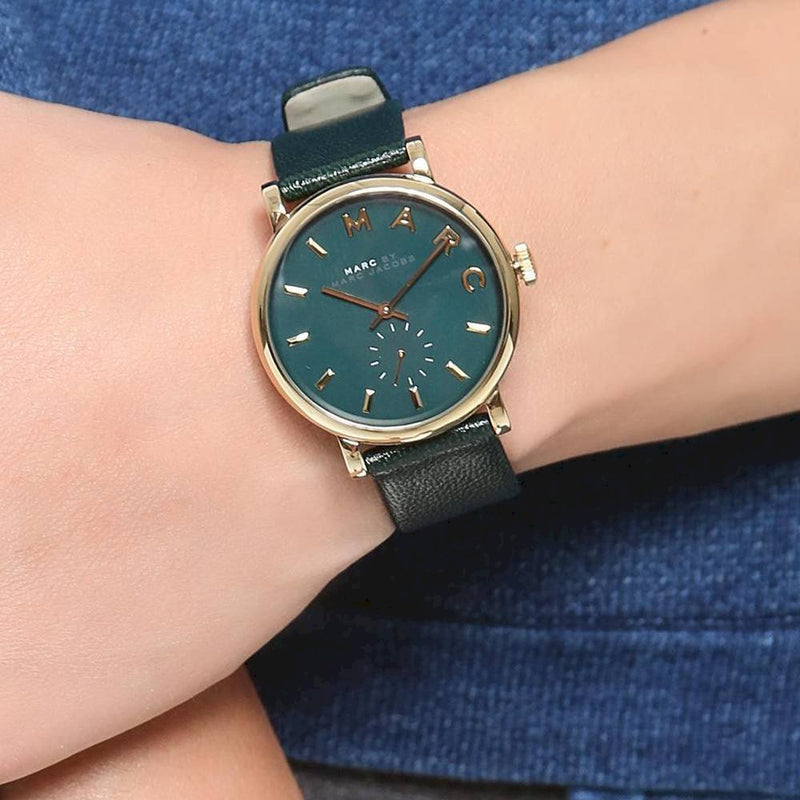 Marc Jacobs Baker Mini Green Dial Green Leather Strap Watch for Women - MBM1272 Buy Now By Marc Jacobs