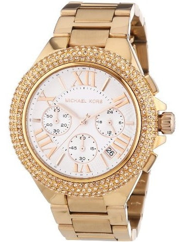 Shop Michael Kors Camille Chronograph White Dial Rose Gold Steel Strap Watch for Women - MK5636 in USA