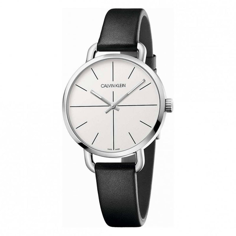 Calvin Klein Evan White Dial Black Leather Strap Watch for Women - K7B231CY Buy Now By Calvin Klein