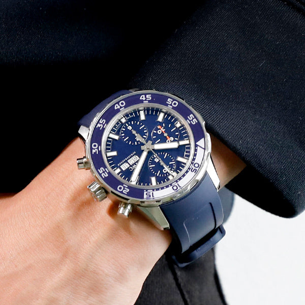 IWC Aquatimer Chronograph Blue Dial Blue Rubber Strap Watch for Men - IW376711 Buy Now By IWC