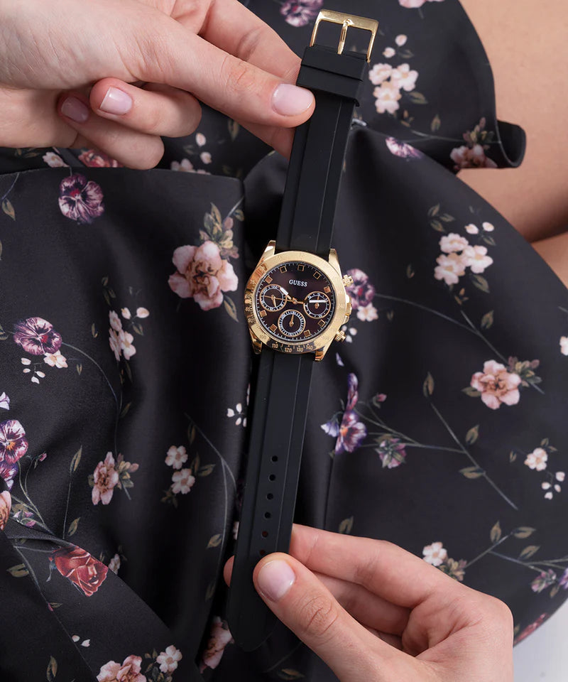 Guess Eclipse Multi Function Black Dial Black Rubber Strap Watch for Women - GW0315L1 Buy Now By Guess