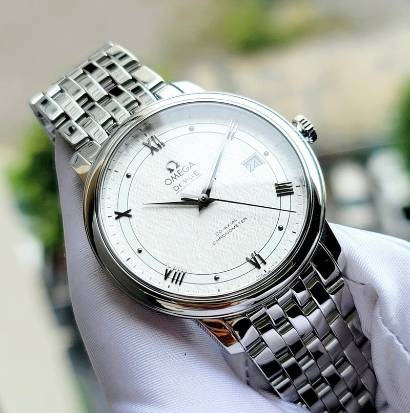 Shop Omega De Ville Prestige Co Axial Automatic White Dial Silver Steel Strap Watch for Men - 424.10.40.20.02.005 in USA