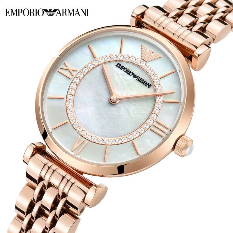 Emporio Armani Gianni T Bar Mother of Pearl Rose Gold Stainless Steel Strap Watch For Women - AR1909 Buy Now By Emporio Armani