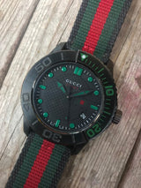 Gucci G Timeless Sport Black Dial Two Tone NATO Strap Watch For Men - YA126229 Buy Now By Gucci