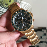 Fossil Bannon Multifunction Chronograph Green Dial Gold Steel Strap Watch for Men - BQ2493 Buy Now By Fossil