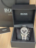 Hugo Boss Ikon Chronograph Silver Dial Silver Steel Strap Watch for Men - 1512964