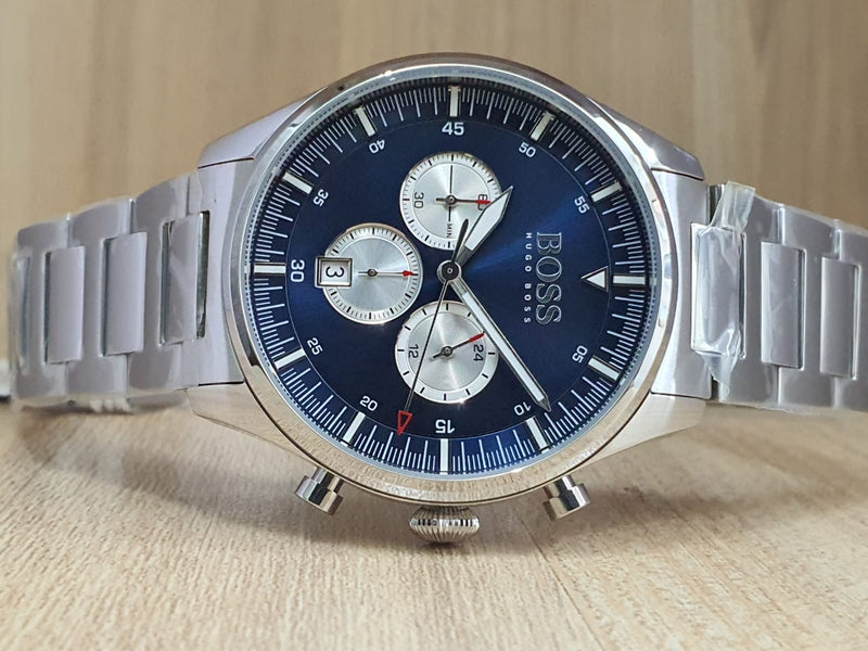 Shop Hugo Boss Pioneer Blue Dial Silver Steel Strap Watch for Men - 1513713 in USA