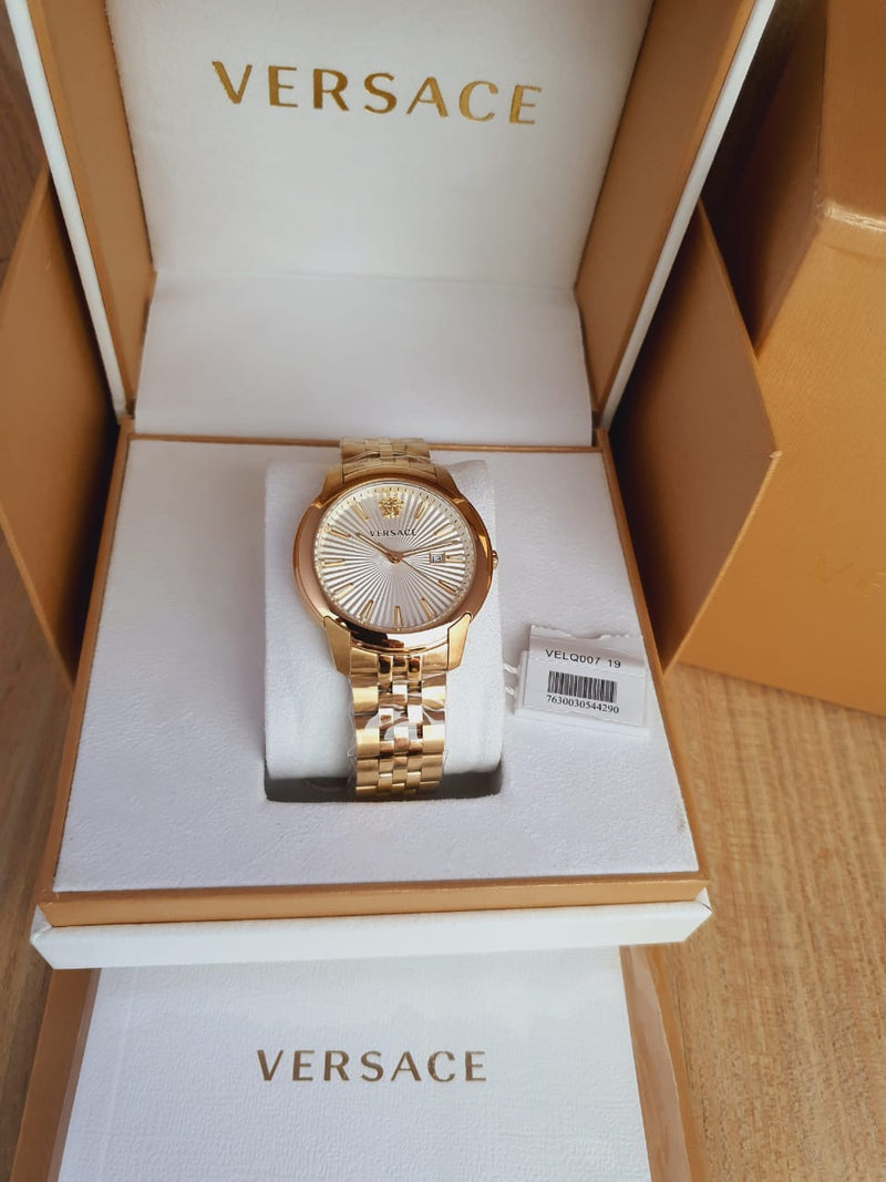 Versace V-Urban Quartz White Dial Gold Steel Strap Watch For Men - VELQ00719 Buy Now By Versace