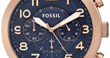 Shop Fossil Pilot 54 Chronograph Blue Dial Brown Leather Strap Watch for Men - FS5204 in USA