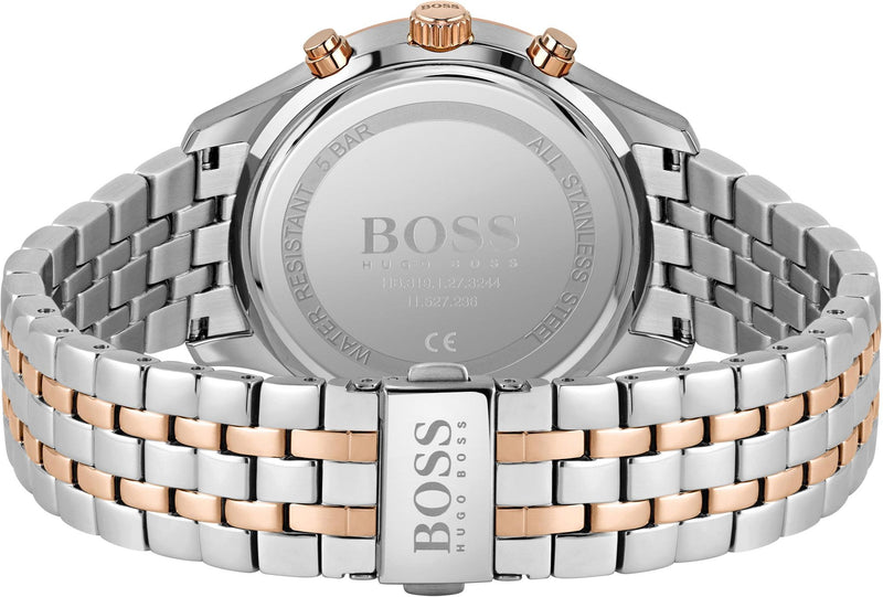 Shop Hugo Boss Associate Chronograph Black Dial Two Tone Steel Strap Watch for Men - 1513840 in USA