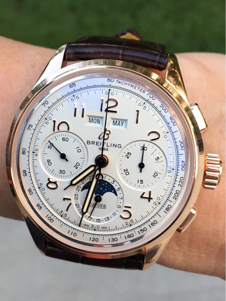 Breitling Premier B25 Datora 42 White Dial Brown Leather Strap Watch for Men - RB2510371G1P1