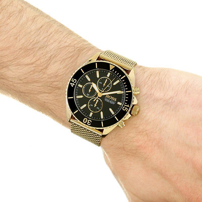 Hugo Boss Ocean Edition Black Dial Gold Mesh Bracelet Watch for Men - 1513703 Buy Now By Hugo Boss