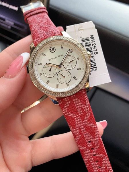 Michael Kors Tibby Multifunction Silver Dial Red Leather Strap Watch For Women - MK2975 Buy Now By Michael Kors