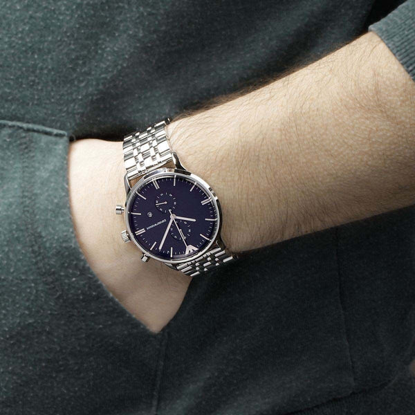 Emporio Armani Gianni Chronograph Blue Dial Silver Steel Strap Watch For Men - AR1648 Buy Now By Emporio Armani