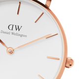 Daniel Wellington Classic Petite York White Dial Brown Leather Strap Watch For Women - DW00100176