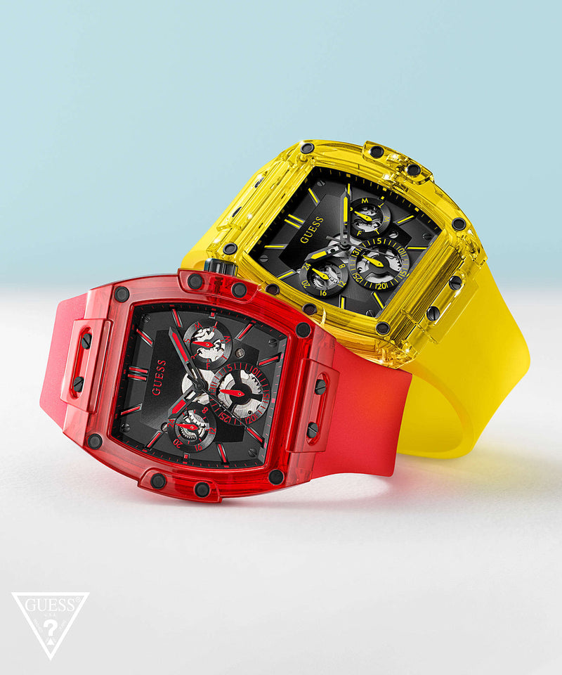 Guess Phoenix Multi Function Black Dial Yellow Rubber Strap Watch for Men - GW0203G6 Buy Now By Guess