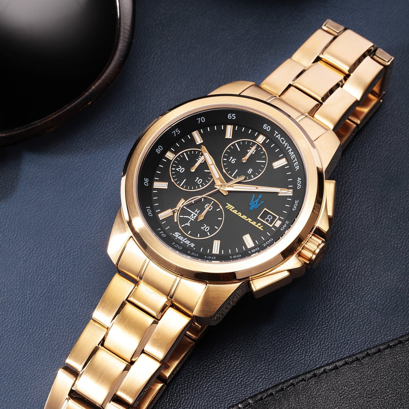 Maserati Successo Black Dial Gold Stainless Steel Watch For Men - R8873645002 Buy Now By Maserati