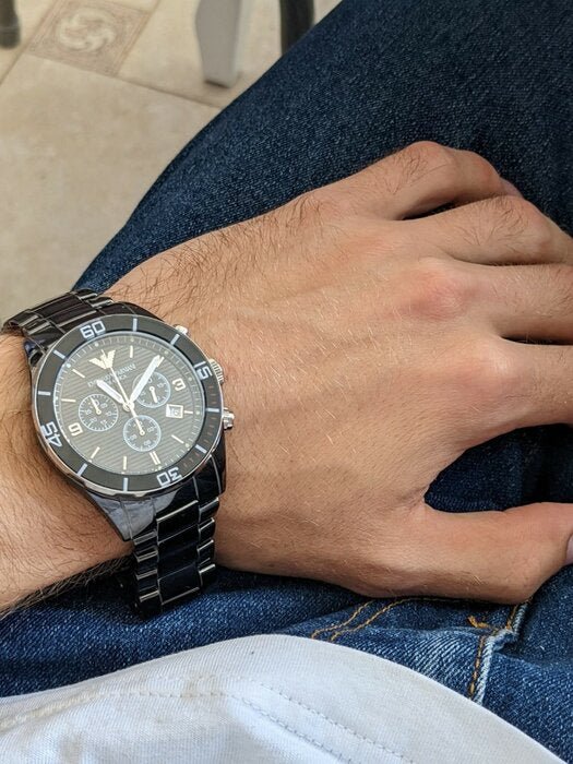 Emporio Armani Black Ceramic Chronograph Black Dial Watch For Men - AR1421 Buy Now By Emporio Armani