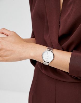 Emporio Armani Gianni T Bar Mother of Pearl Dial Two Tone Steel Strap Watch For Women - AR2508 Buy Now By Emporio Armani