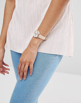 Emporio Armani Kappa Rose Gold & White Dial Beige Nude Leather Strap Watch For Women - AR2510 Buy Now By Emporio Armani