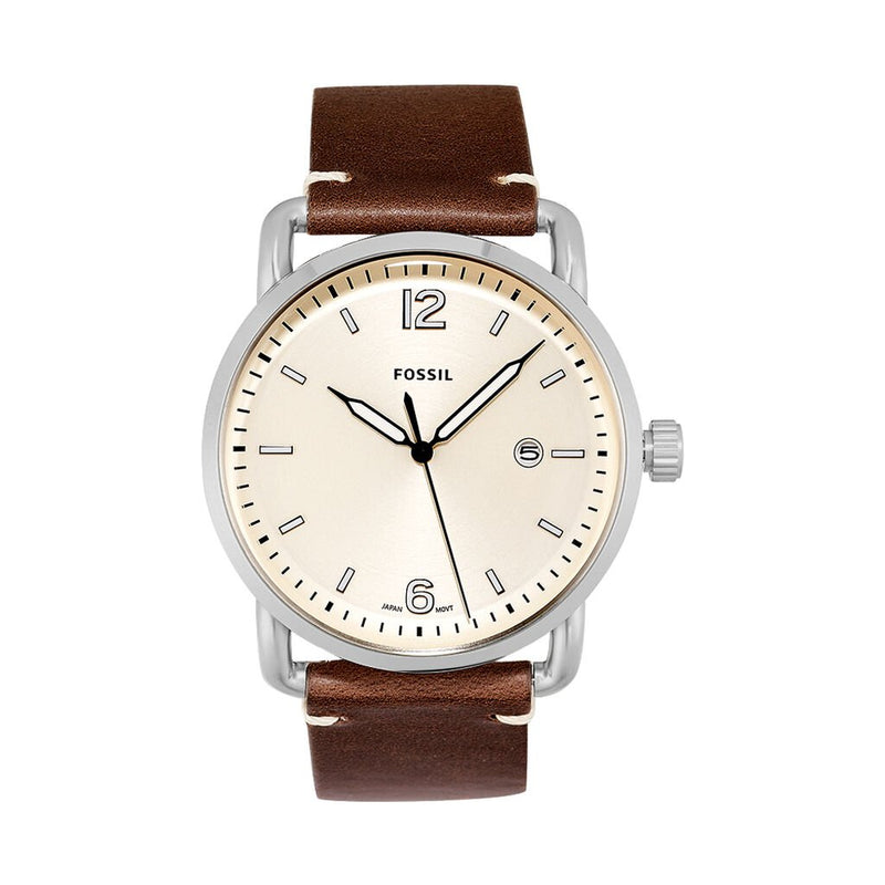 Fossil The Commuter White Dial Brown Leather Strap Watch for Men - FS5275 Buy Now By Fossil