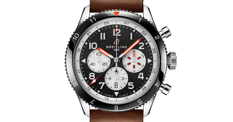 Breitling Super Avi B04 Chronograph GMT 46 Mosquito Black Dial Brown Leather Strap Watch for Men - YB04451A1B1X1