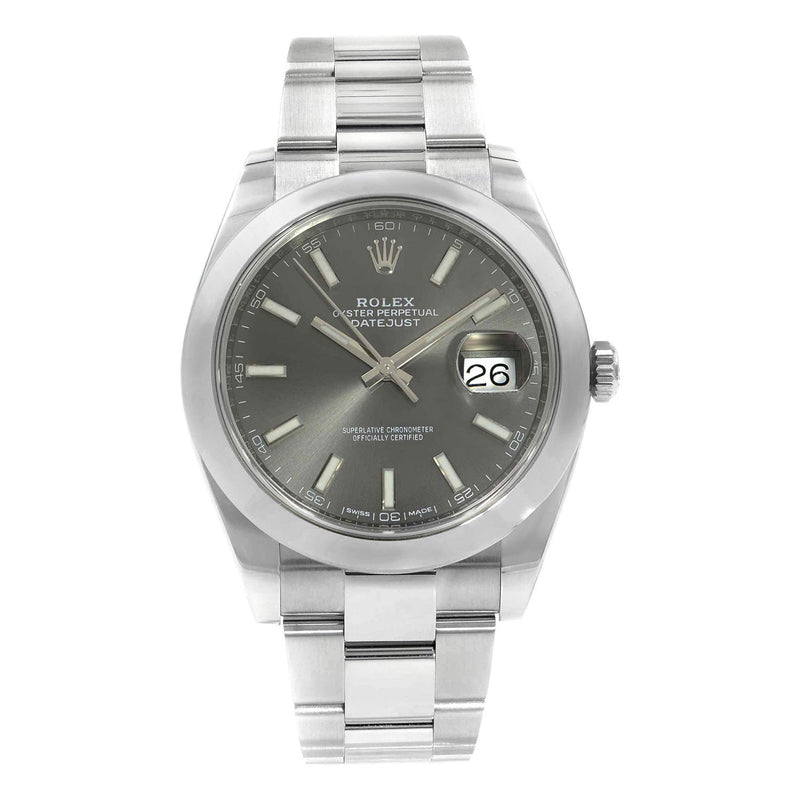 Shop Rolex Datejust 41 Oyster Grey Dial Oystersteel Strap Watch for Men - M126300-0007 in USA